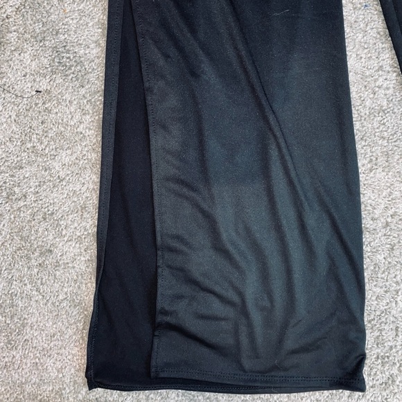 Black Flowy Pants with Slit Legs - Picture 3 of 10